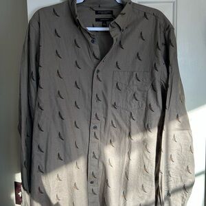 Banana Republic Tan Shirt with Bird Pattern